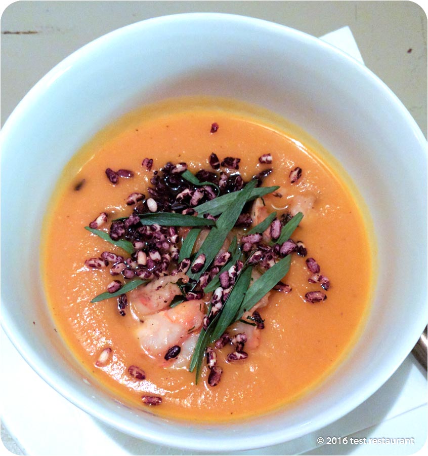 `Тыквенный суп / воздушный рис / креветки` в ресторане `18` - фото посетителя 1