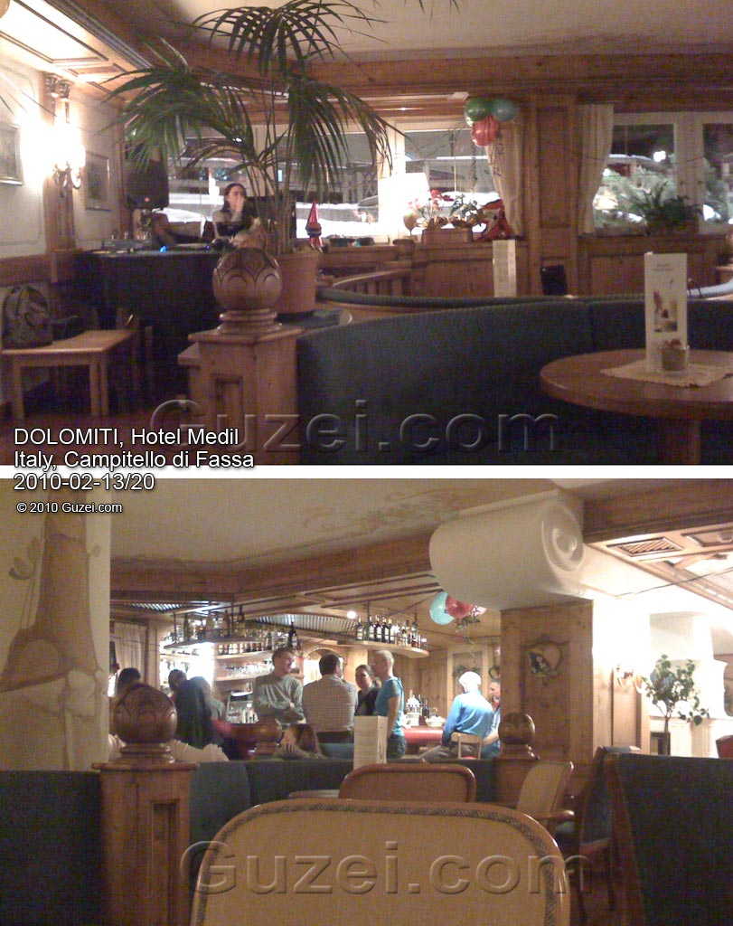 Лобби бар отеля Медил - Горные лыжи в Италии 2010 (Италия, Кампителло ди Фасса) 2010-02-13 22:11:35